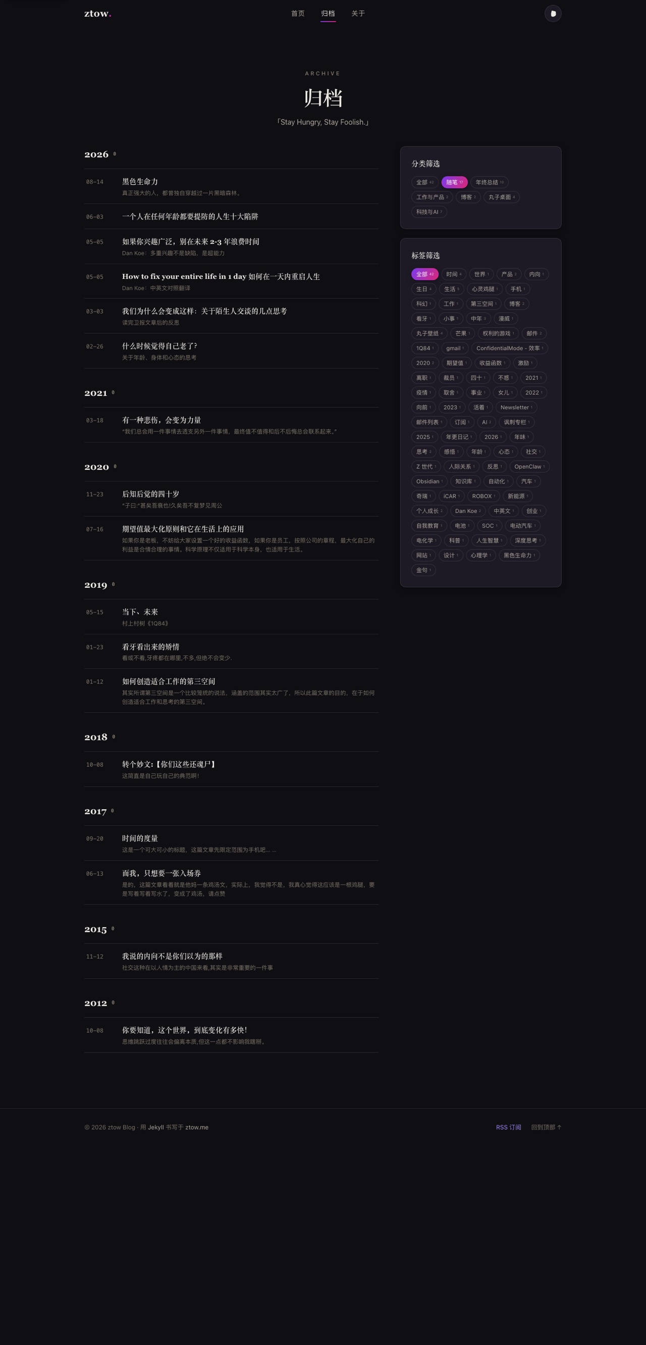 归档页分类筛选